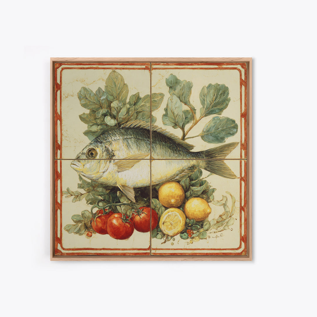 Fresh Fish with Lemon and Herbs Canvas Print, Restaurant Art, Kitchen Decor, Restaurant Decor, Bistro, Bedroom Wall Art, RES-1x1-23