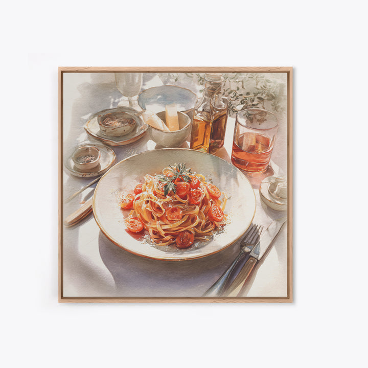 Fresh Pasta with Tomatoes and Basil Canvas Print, Restaurant Art, Cool Wall Art, Restaurant Decor, Fine Art, Bistro, RES-1x1-26