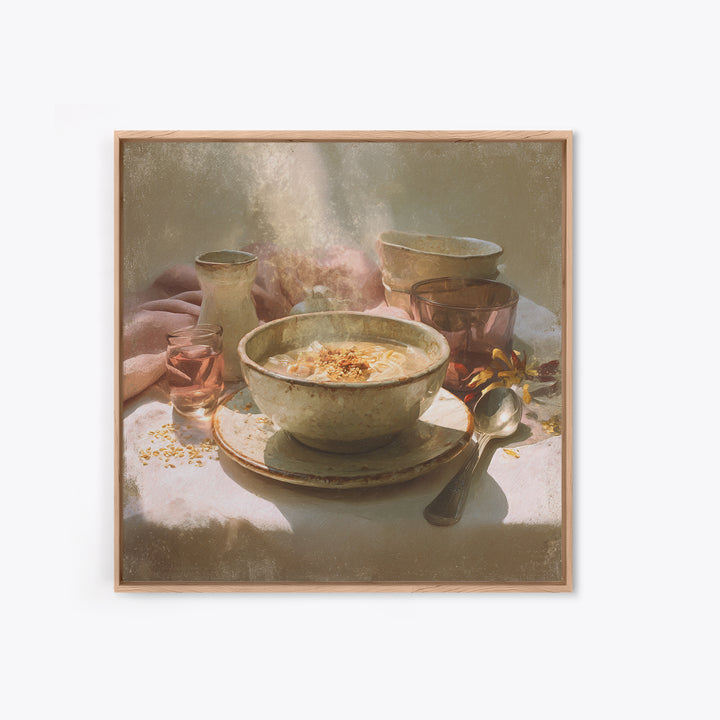 Ramen Bowl Rendered Framed Canvas Print, Restaurant Art, Gallery Decor, Restaurant Decor, Fine Art, Bistro, Wall Art, RES-1x1-38