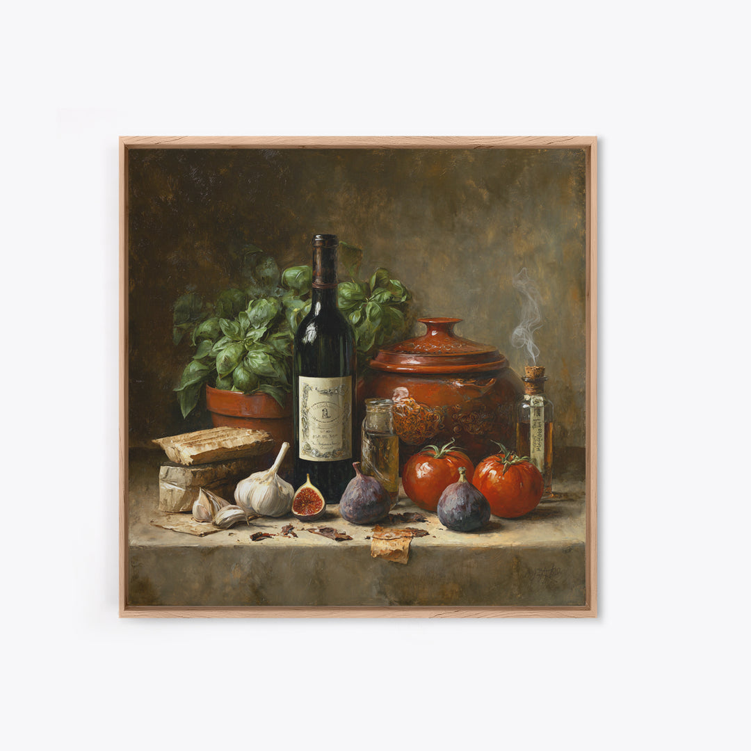 Wine Bottle and Figs Canvas Print, Restaurant Art, Room Decor, Restaurant Decor, Fine Art, Bistro, Framed Wall Art, RES-1x1-49