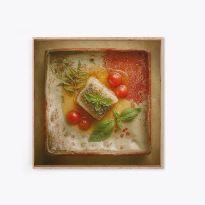 Sushi Fish and Ceramic Plate Composition Canvas Print, Restaurant Art, Fine Art Print, Restaurant Decor, Fine Art, Bistro, RES-1x1-5