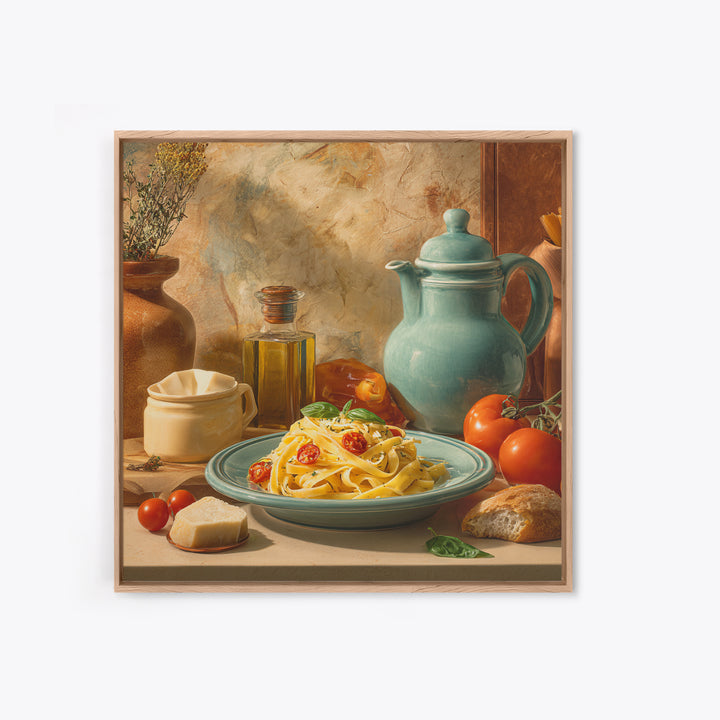Fresh Pasta with Tomatoes and Basil Canvas Print, Restaurant Art, Cool Wall Art, Restaurant Decor, Fine Art, Bistro, RES-1x1-50
