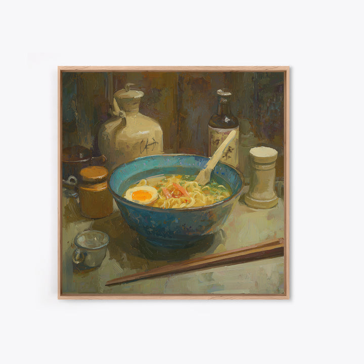 Ramen Bowl Rendered Framed Canvas Print, Restaurant Art, Gallery Decor, Restaurant Decor, Fine Art, Bistro, Wall Art, RES-1x1-62