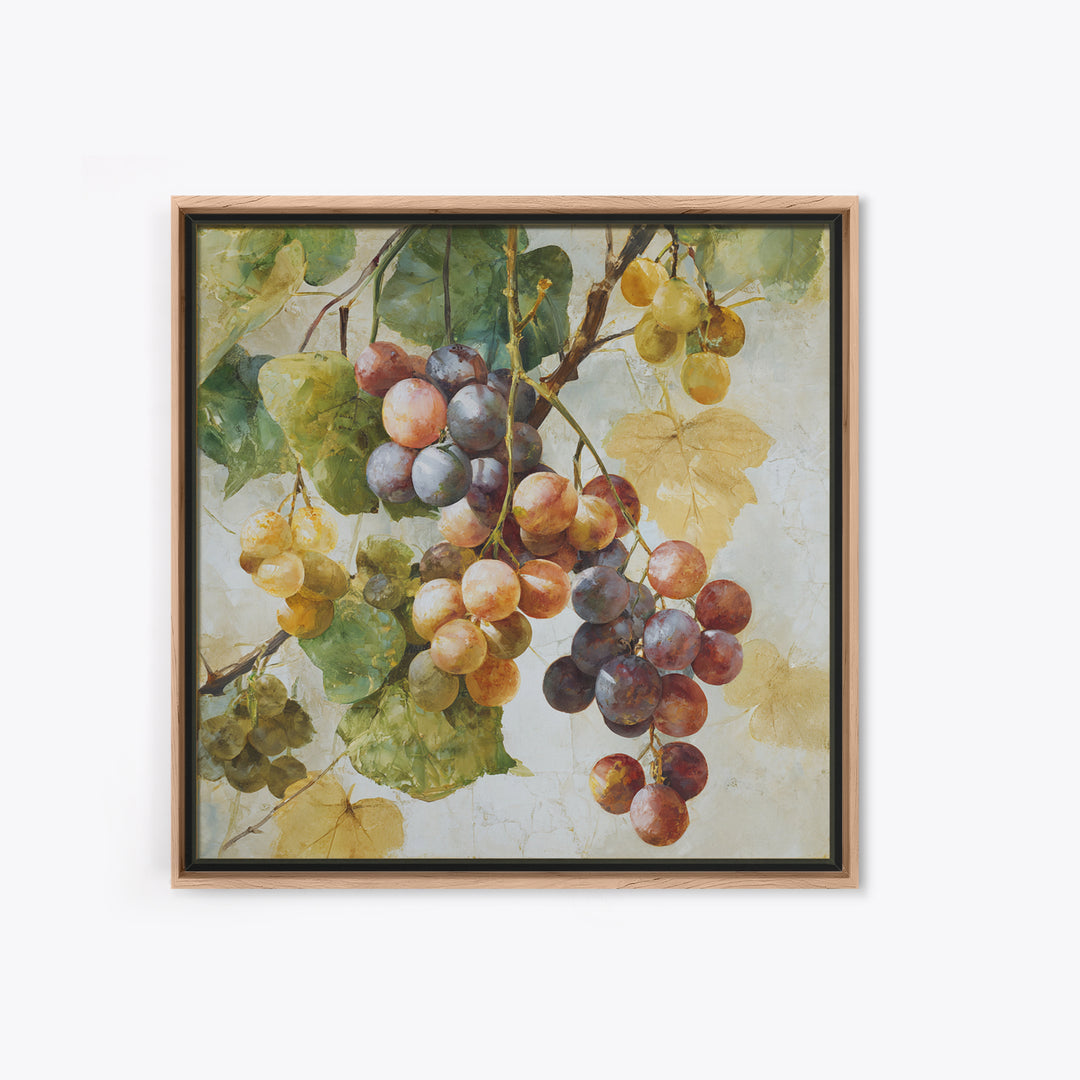 Wine Grapevine Botanical Study Framed Canvas Print, Restaurant Art, Neutral Decor, Restaurant Decor, Oil Painting, Bistro, RES-1x1-63