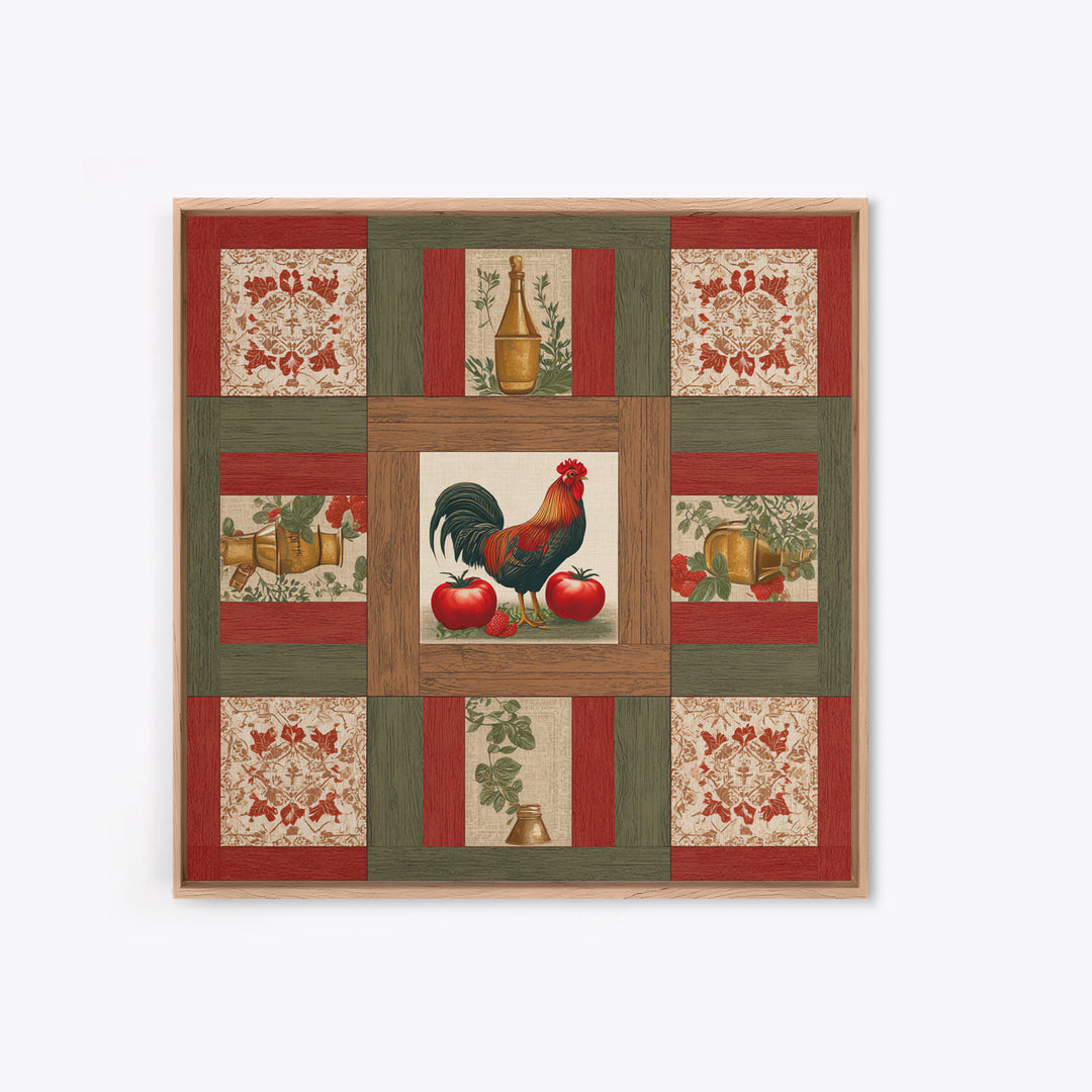 Rooster and Herbs for Farmhouse Restaurant Mood Canvas Print, Restaurant Art, Cool Wall Art, Restaurant Decor, Fine Art, Bistro, RES-1x1-92