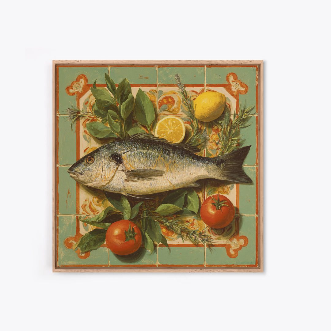 Fresh Fish with Lemon and Herbs Canvas Print, Restaurant Art, Fine Art Print, Restaurant Decor, Fine Art, Bistro, Wall Decor, RES-1x1-95