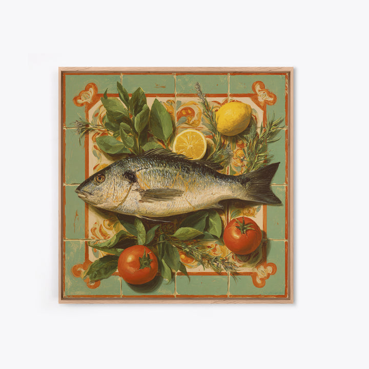 Fresh Fish with Lemon and Herbs Canvas Print, Restaurant Art, Fine Art Print, Restaurant Decor, Fine Art, Bistro, Wall Decor, RES-1x1-95