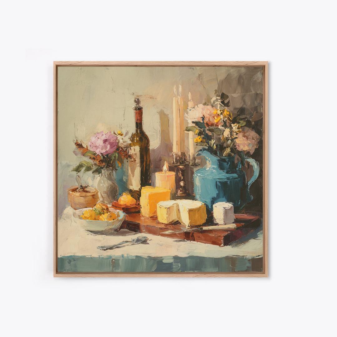 Elegant Table Objects Framed Canvas Print, Restaurant Art, Canvas, Restaurant Decor, Fine Art, Bistro, Living Room Decor, RES-1x1-96