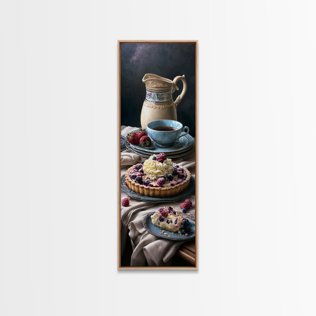 Dessert Tart with Berries and Cream Canvas Print, Restaurant Art, Stained Glass Art, Restaurant Decor, Fine Art, Bistro, RES-1x3-100