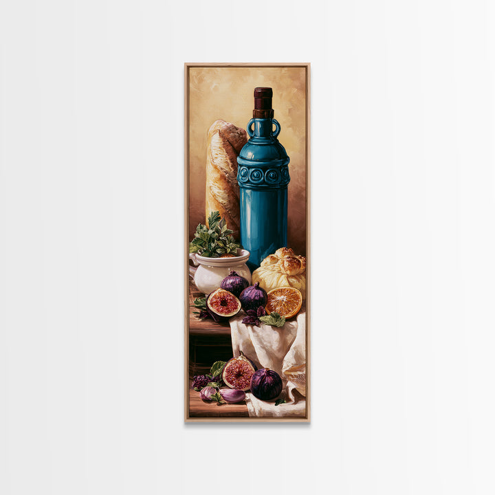 Wine Bottle and Figs Canvas Print, Restaurant Art, Minimalist Decor, Restaurant Decor, Fine Art, Bistro, Kitchen Decor, RES-1x3-13
