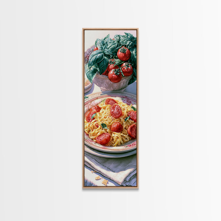 Fresh Pasta with Tomatoes and Basil Canvas Print, Restaurant Art, Gallery Decor, Restaurant Decor, Fine Art, Bistro, Wall Art, RES-1x3-14