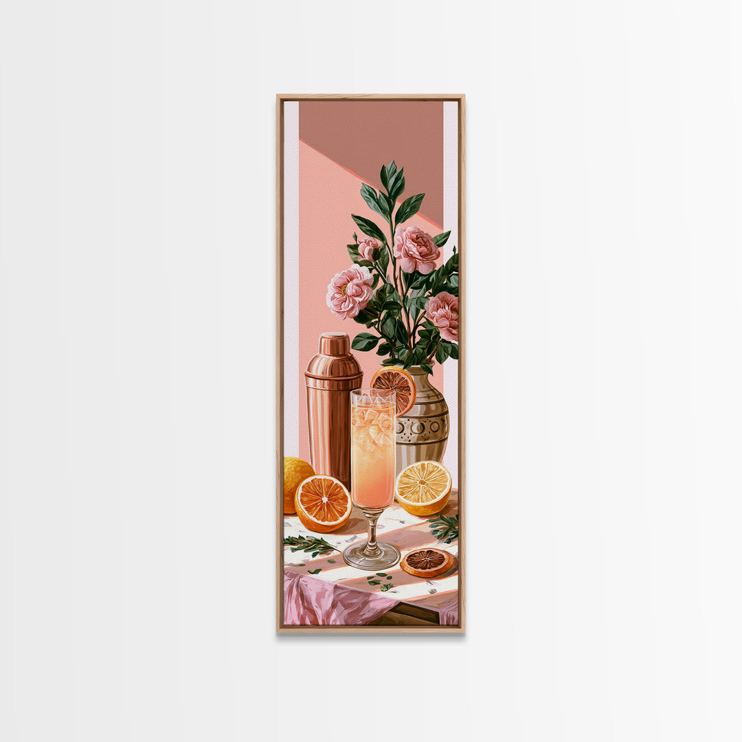 Cocktail and Citrus Bar Composition Canvas Print, Restaurant Art, Printable Art, Restaurant Decor, Bistro, Watercolor Art, RES-1x3-23