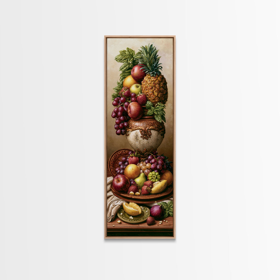 Tropical Fruit Platter Framed Canvas Print, Restaurant Art, Food Art, Restaurant Decor, Oil Painting, Bistro, Minimalist Decor, RES-1x3-30