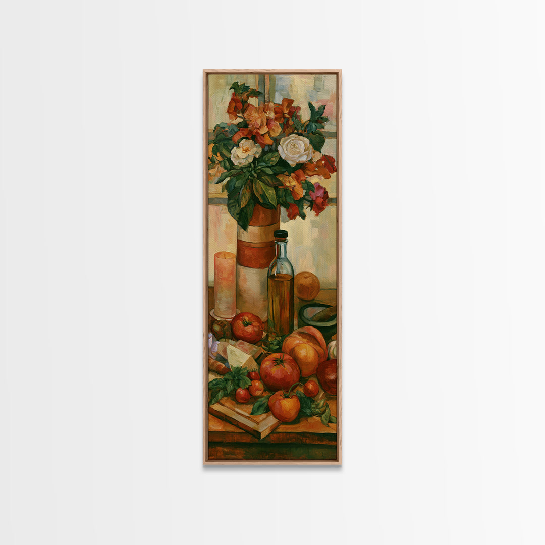Elegant Table Objects Framed Canvas Print, Restaurant Art, Canvas, Restaurant Decor, Fine Art, Bistro, Living Room Decor, RES-1x3-36