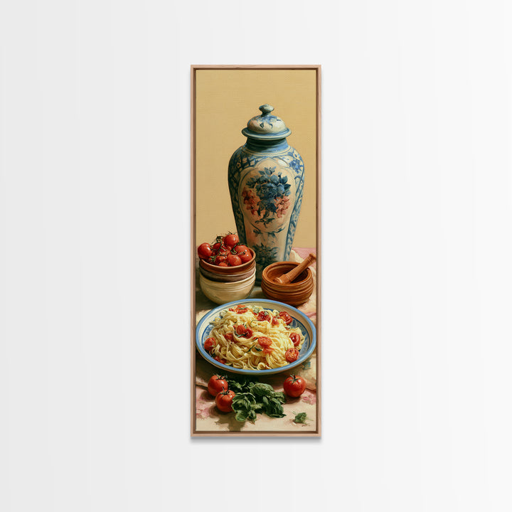 Fresh Pasta with Tomatoes and Basil Canvas Print, Restaurant Art, Gallery Decor, Restaurant Decor, Fine Art, Bistro, Wall Art, RES-1x3-38