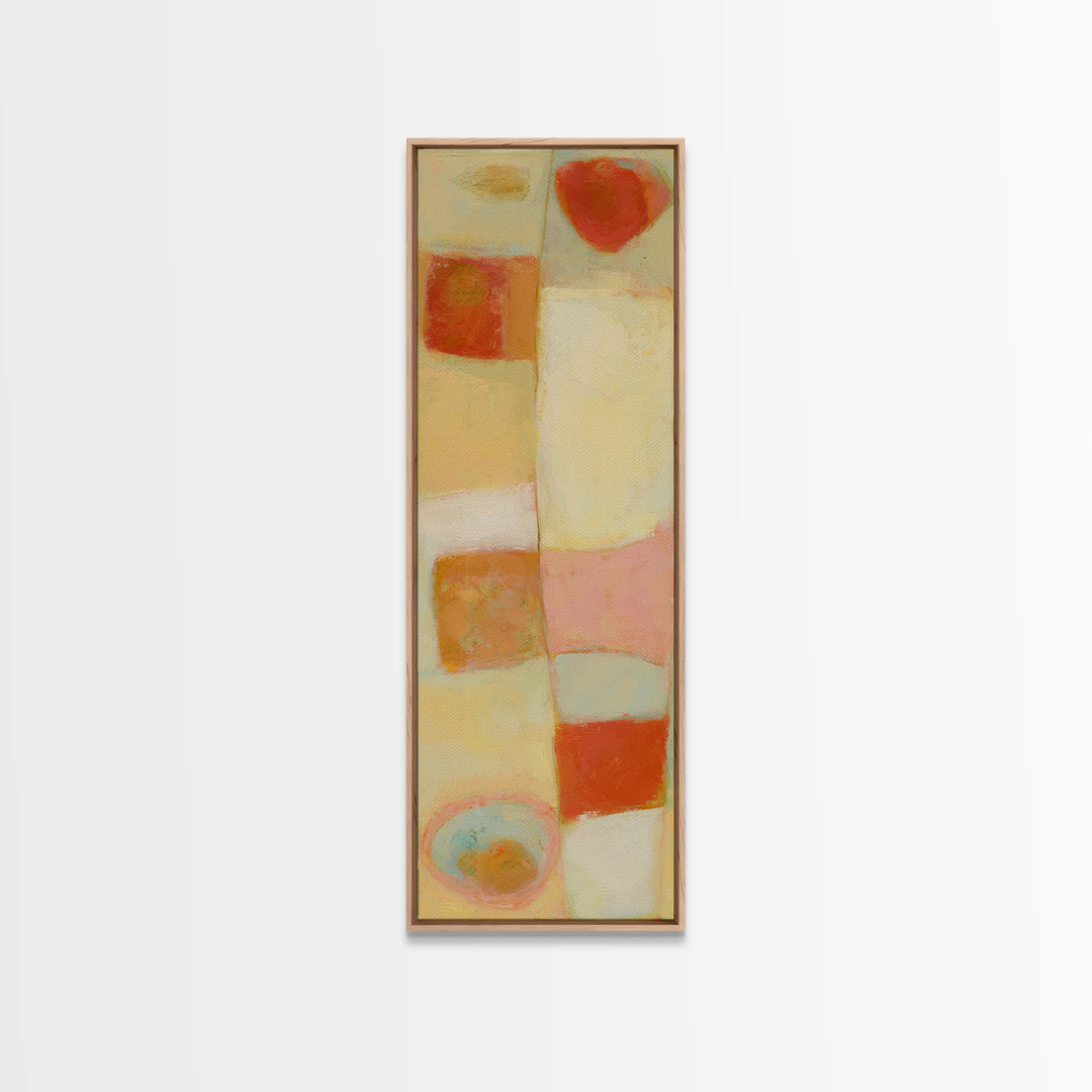 Abstract Appetite Friendly Red and Orange Shapes Canvas Print, Restaurant Art, Textured Painting, Restaurant Decor, Bistro, RES-1x3-53