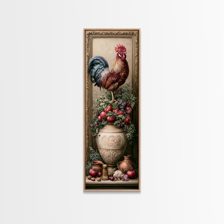 Rooster and Herbs for Farmhouse Restaurant Mood Framed Canvas Print, Restaurant Art, Canvas Print, Restaurant Decor, Bistro, RES-1x3-80