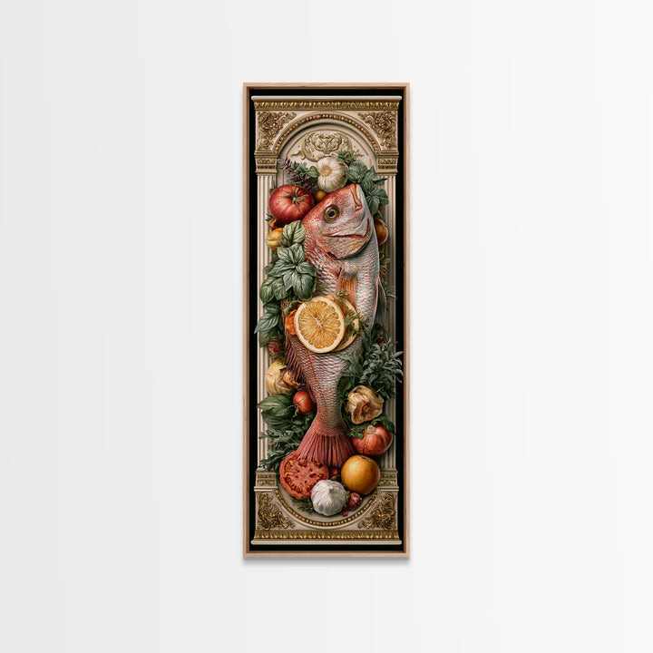 Fresh Fish with Lemon and Herbs Framed Canvas Print, Restaurant Art, Cool Wall Art, Restaurant Decor, Fine Art, Bistro, RES-1x3-83