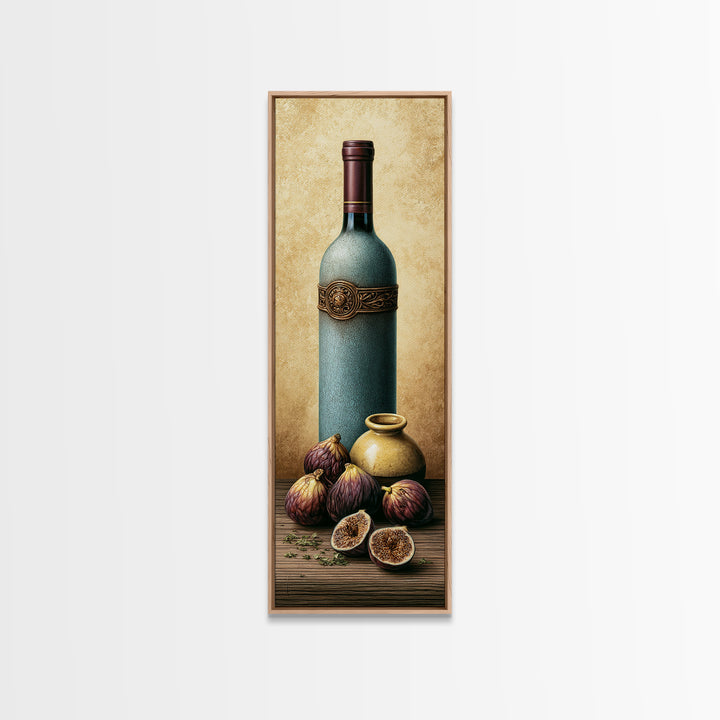 Wine Bottle and Figs Canvas Print, Restaurant Art, Canvas Wall Art, Restaurant Decor, Fine Art, Bistro, Bedroom Wall Art, RES-1x3-85