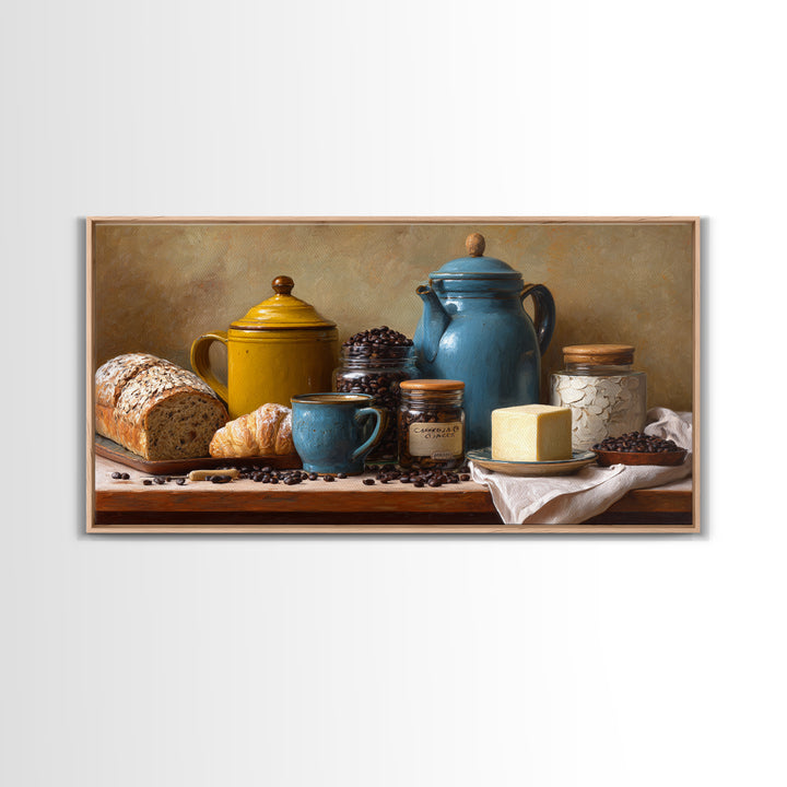 Coffee Beans and Pastry Arrangement Framed Canvas Print, Restaurant Art, Room Decor, Restaurant Decor, Fine Art, Bistro, RES-2x1-18