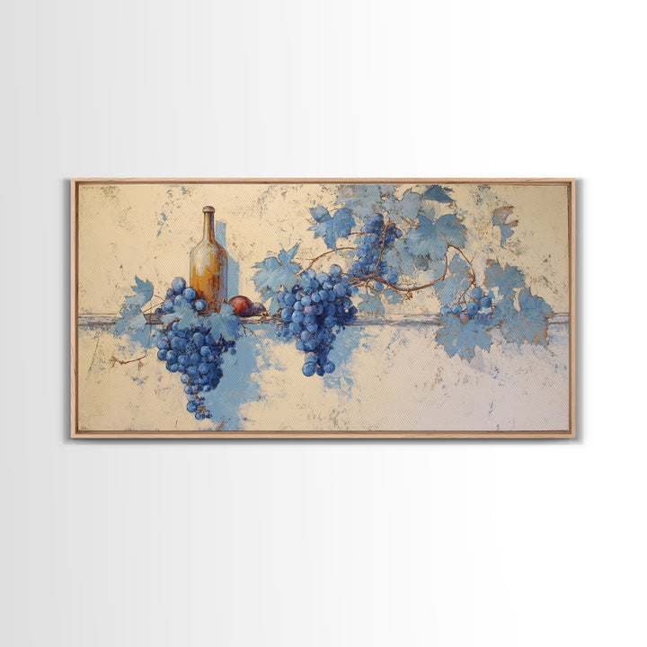 Oyster Platter with Lemons and Champagne Framed Canvas Print, Restaurant Art, Framed Wall Art, Restaurant Decor, Watercolor Art, RES-2x1-23