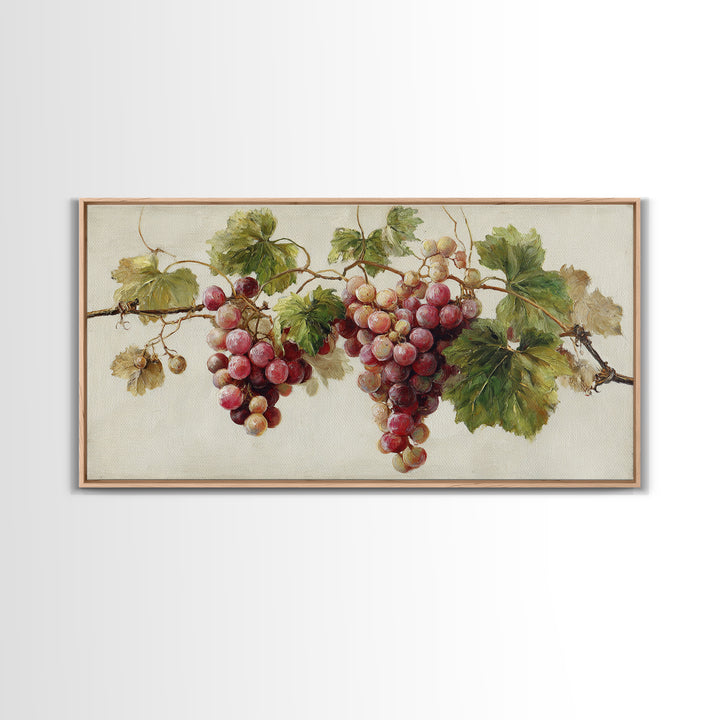 Wine Grapevine Botanical Study Framed Canvas Print, Restaurant Art, Wall Art, Restaurant Decor, Watercolor Art, Bistro, RES-2x1-35
