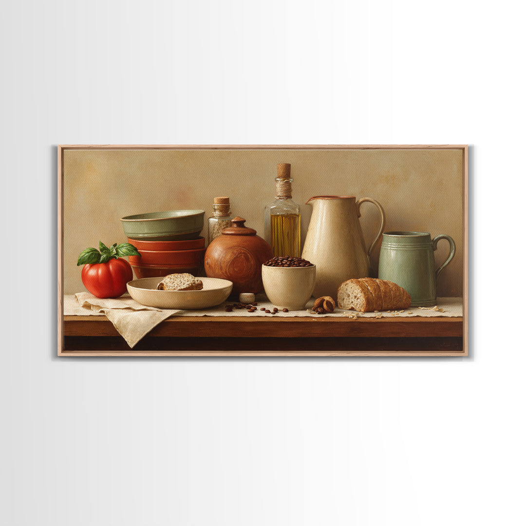 Coffee Beans and Pastry Arrangement Framed Canvas Print, Restaurant Art, Room Decor, Restaurant Decor, Fine Art, Bistro, RES-2x1-42