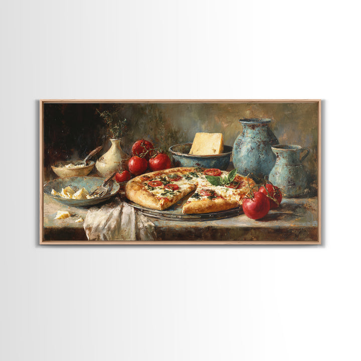 Pizzeria Tomato Basil and Mozzarella Still Life Canvas Print, Restaurant Art, Art Print, Restaurant Decor, Fine Art, Bistro, RES-2x1-78