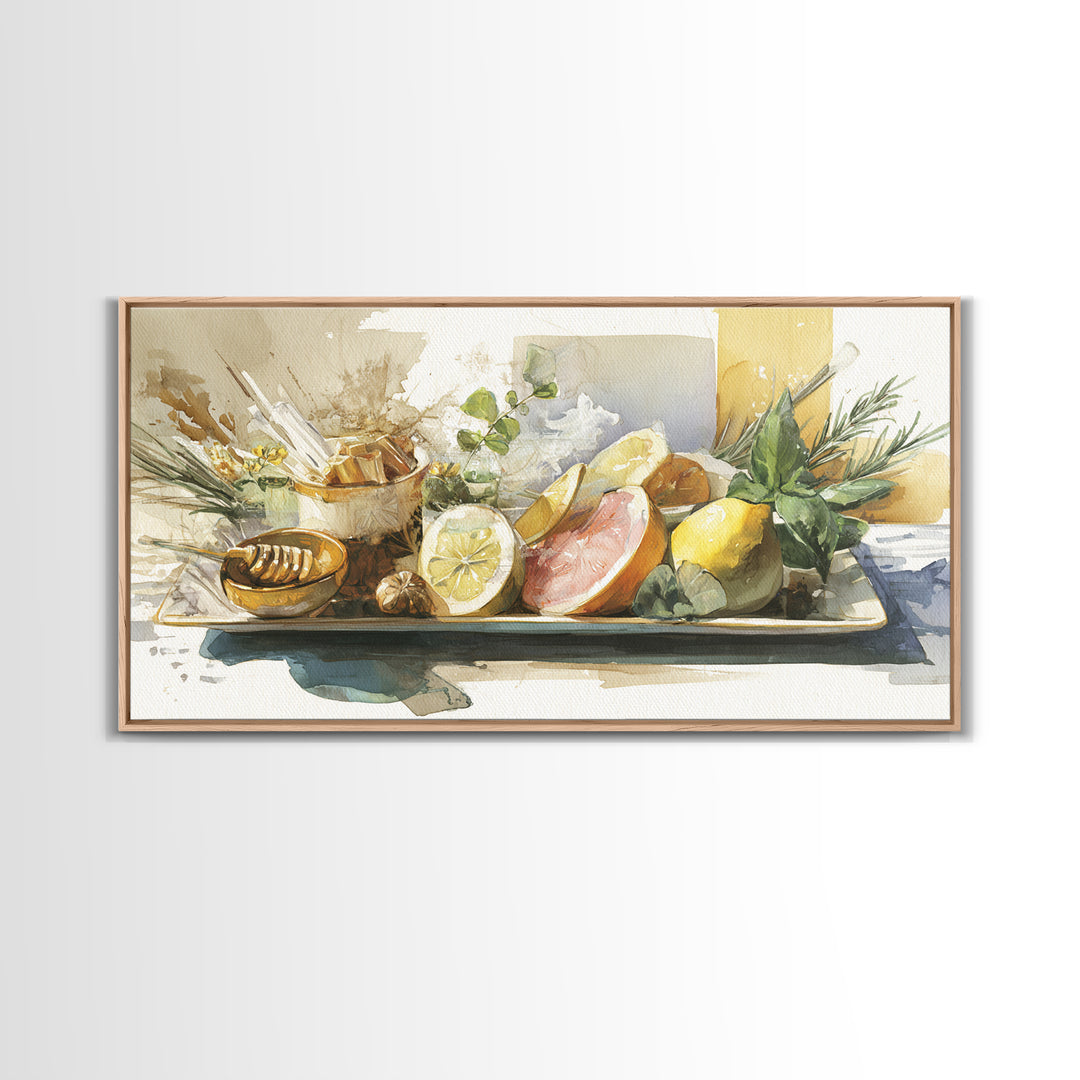Cocktail and Citrus Bar Composition Framed Canvas Print, Restaurant Art, Cool Wall Art, Restaurant Decor, Fine Art, Bistro, RES-2x1-79
