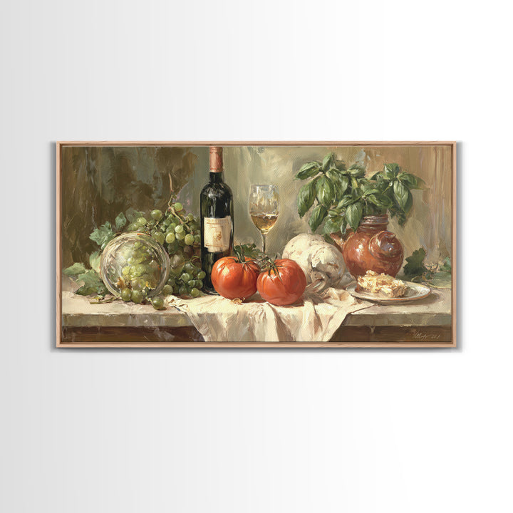 Wine Grapevine Botanical Study Framed Canvas Print, Restaurant Art, Wall Decor, Restaurant Decor, Oil Painting, Bistro, RES-2x1-83
