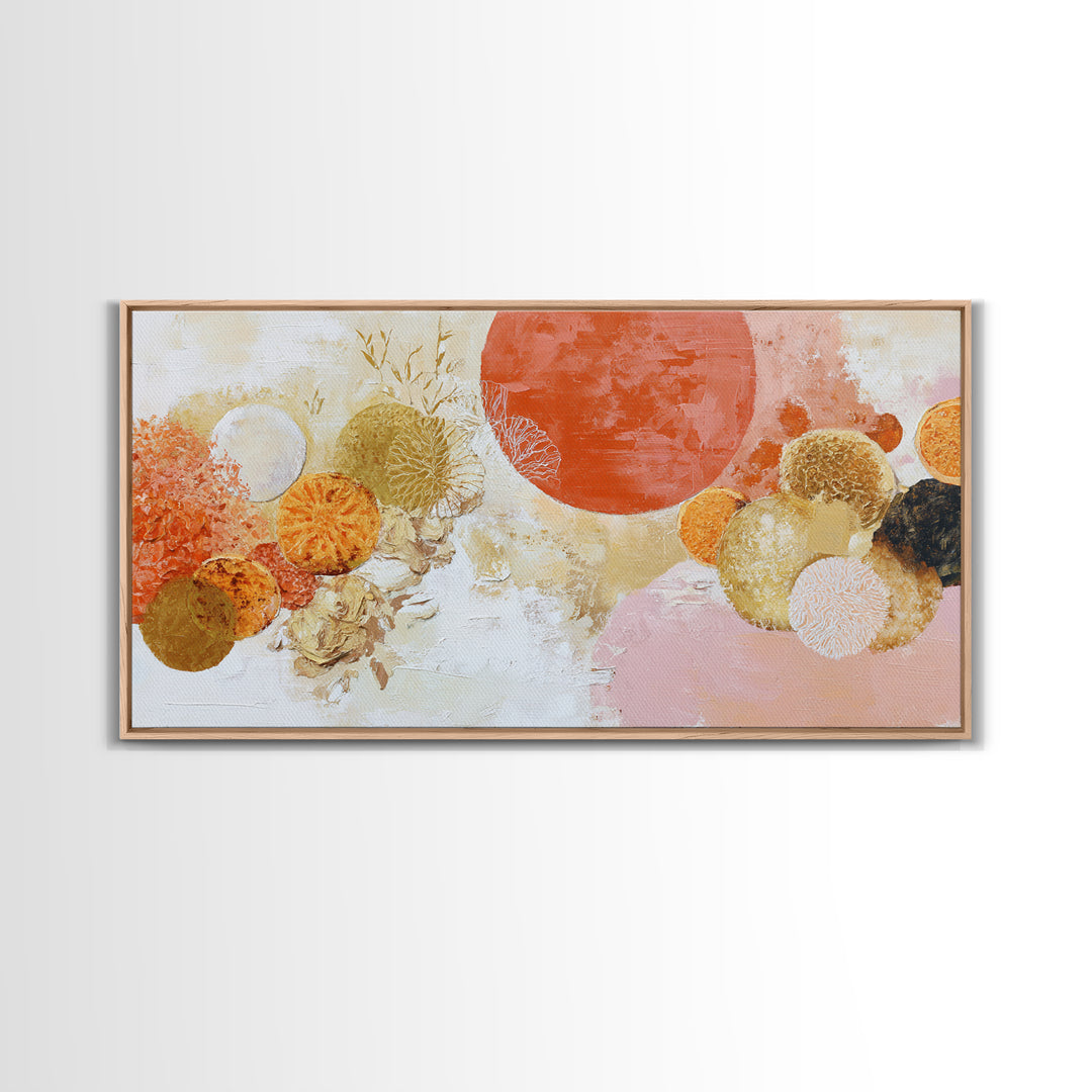 Abstract Appetite Friendly Red and Orange Shapes Framed Canvas Print, Restaurant Art, Kitchen Art, Restaurant Decor, Bistro, RES-2x1-85