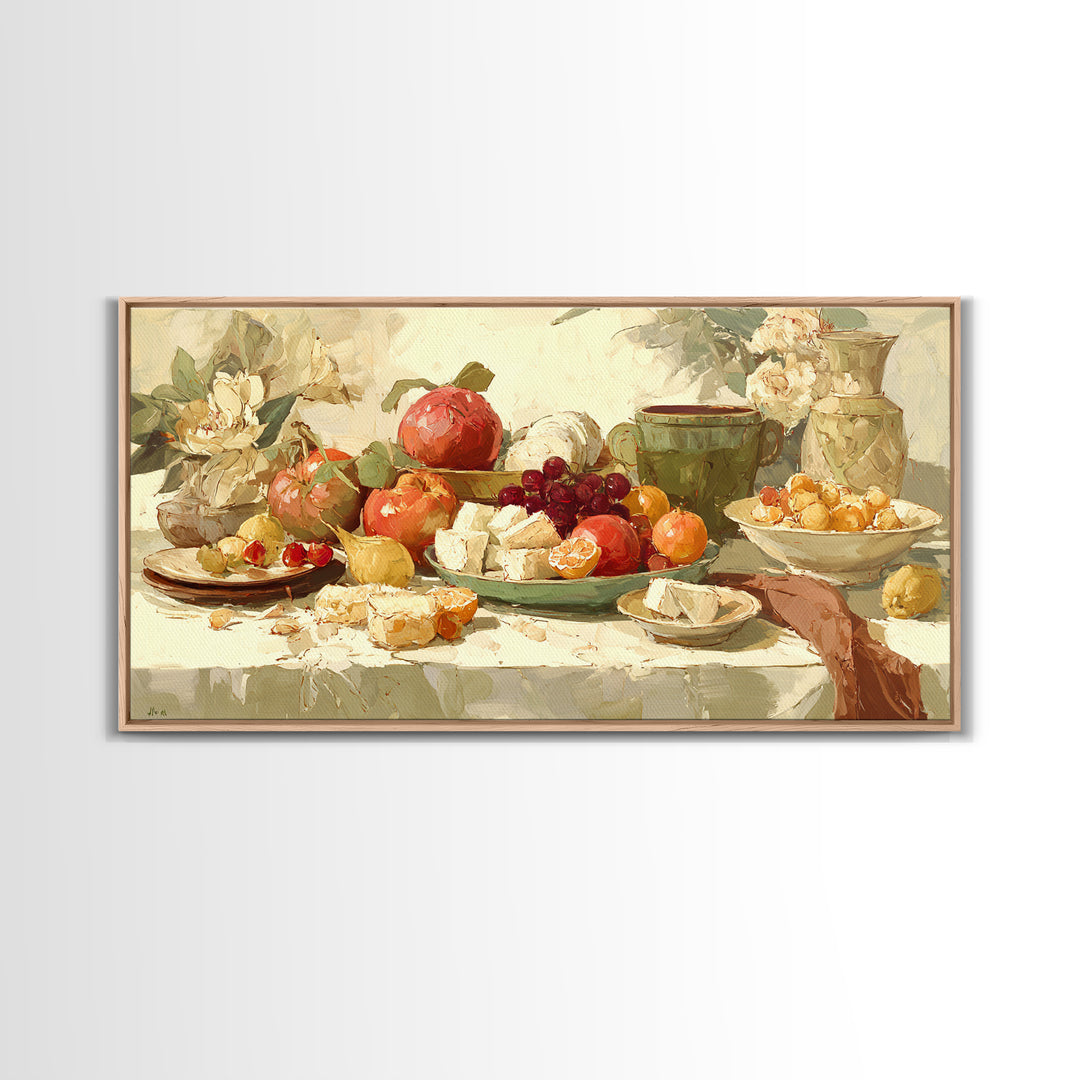 Tropical Fruit Platter Framed Canvas Print, Restaurant Art, Canvas, Restaurant Decor, Fine Art, Bistro, Living Room Decor, RES-2x1-86