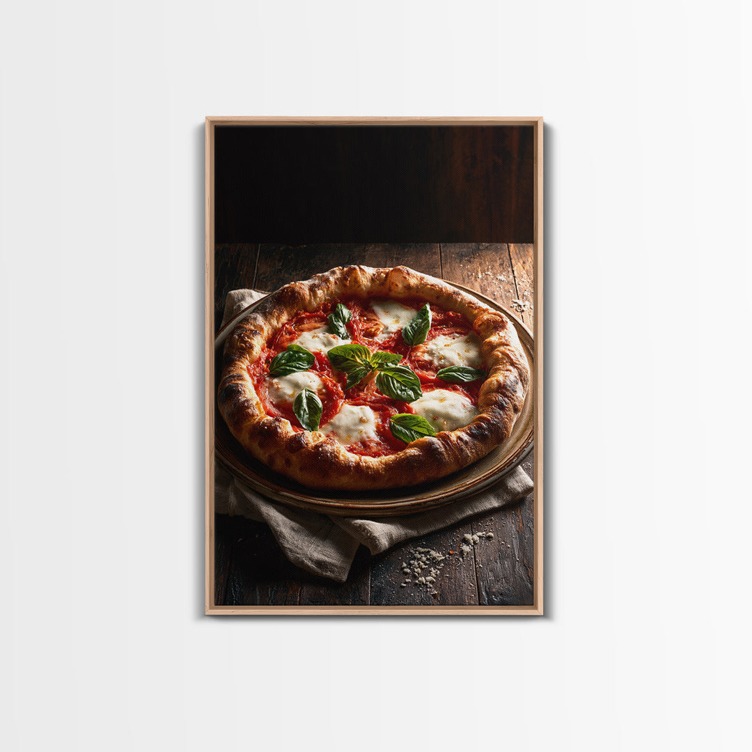 Pizzeria Tomato Basil and Mozzarella Still Life Canvas Print, Restaurant Art, Restaurant Decor, Bistro, Watercolor Painting, RES-2x3-18