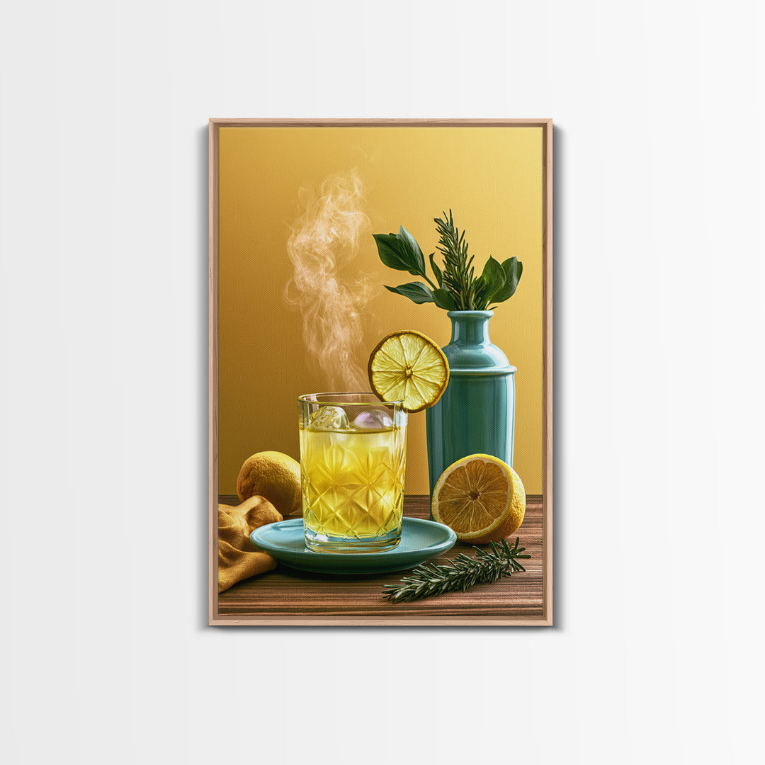 Cocktail and Citrus Bar Composition Framed Canvas Print, Restaurant Art, Contemporary Art, Restaurant Decor, Fine Art, Bistro, RES-2x3-19