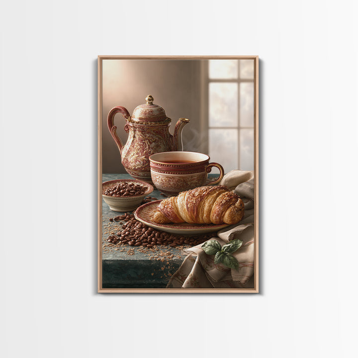 Coffee Beans and Pastry Arrangement Framed Canvas Print, Restaurant Art, Minimalist Decor, Restaurant Decor, Fine Art, Bistro, RES-2x3-30