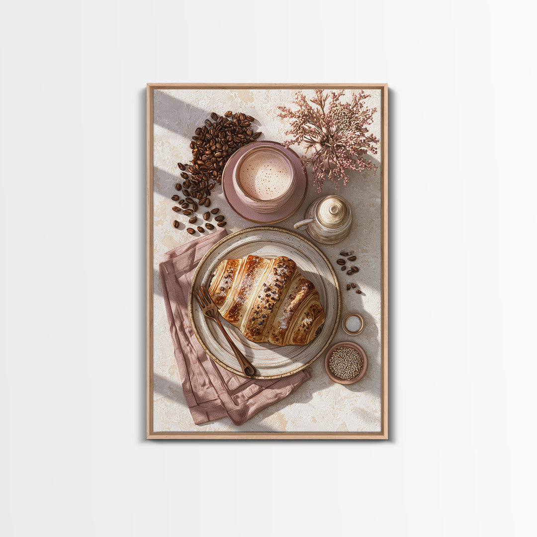 Coffee Beans and Pastry Arrangement Canvas Print, Restaurant Art, Art Print, Restaurant Decor, Fine Art, Bistro, Kitchen Art, RES-2x3-54