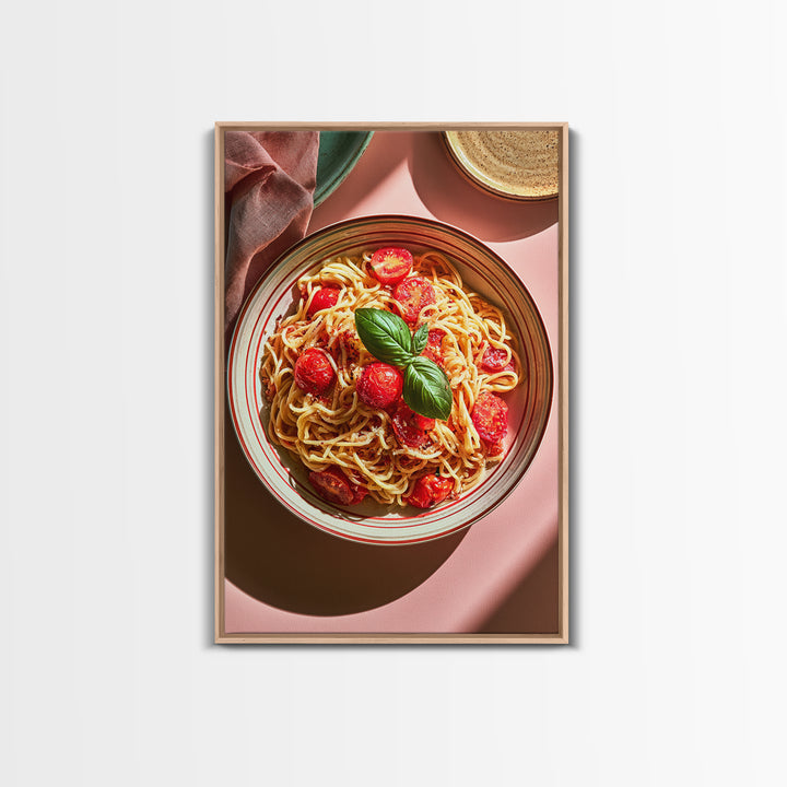 Fresh Pasta with Tomatoes and Basil Canvas Print, Restaurant Art, Kitchen Decor, Restaurant Decor, Bistro, Bedroom Wall Art, RES-2x3-58