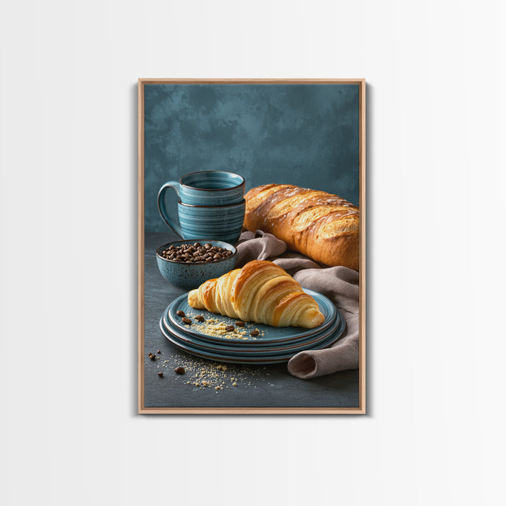 Coffee Beans and Pastry Arrangement Framed Canvas Print, Restaurant Art, Canvas Wall Art, Restaurant Decor, Fine Art, Bistro, RES-2x3-78
