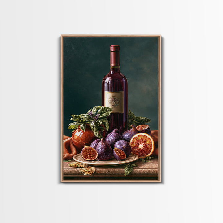 Wine Bottle and Figs Canvas Print, Restaurant Art, Canvas Wall Art, Restaurant Decor, Fine Art, Bistro, Bedroom Wall Art, RES-2x3-9