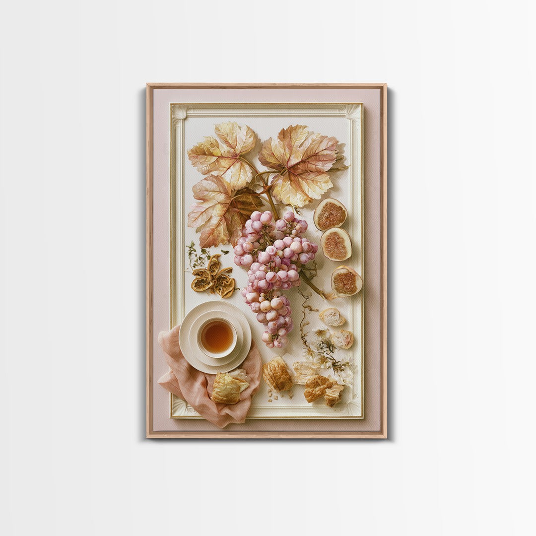 Wine Grapevine Botanical Study Canvas Print, Restaurant Art, Food Art, Restaurant Decor, Watercolor Art, Bistro, RES-2x3-95