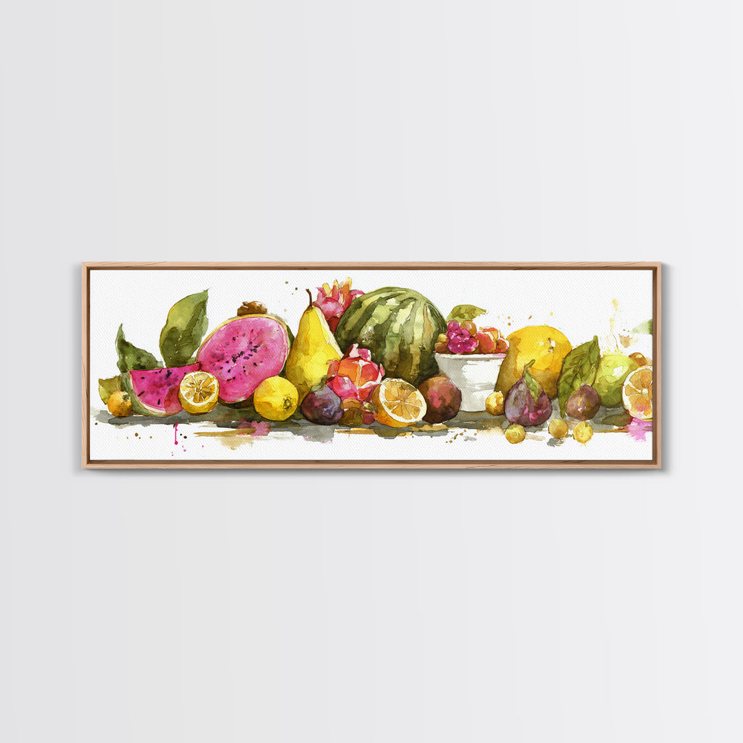 Tropical Fruit Platter Framed Canvas Print, Restaurant Art, Canvas, Restaurant Decor, Fine Art, Bistro, Living Room Decor, RES-3x1-10