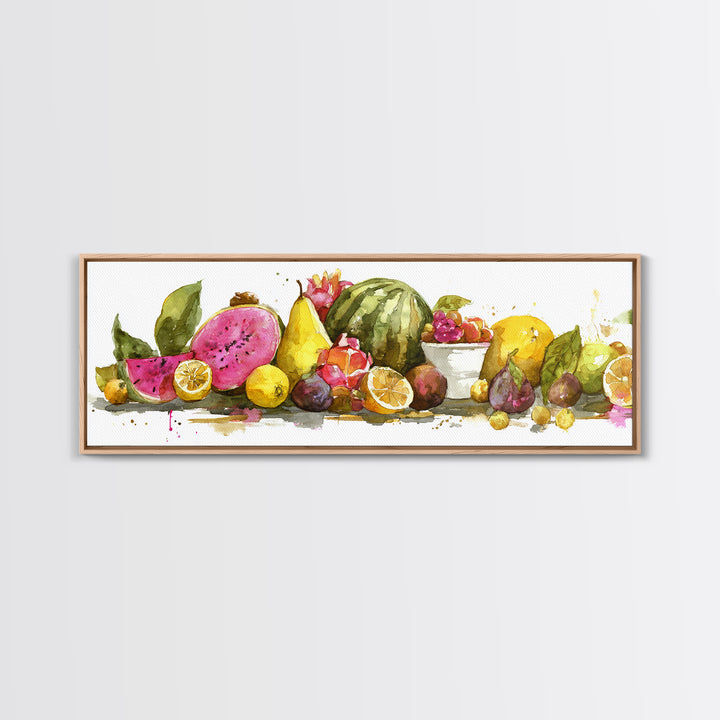 Tropical Fruit Platter Framed Canvas Print, Restaurant Art, Canvas, Restaurant Decor, Fine Art, Bistro, Living Room Decor, RES-3x1-10