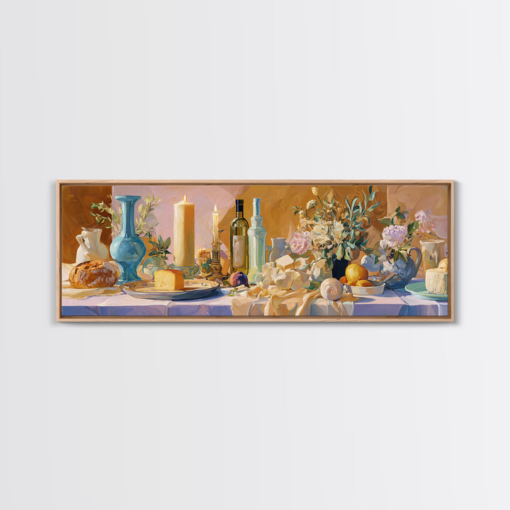 Elegant Table Objects Canvas Print, Restaurant Art, Neutral Decor, Restaurant Decor, Oil Painting, Bistro, Home Decor, RES-3x1-40