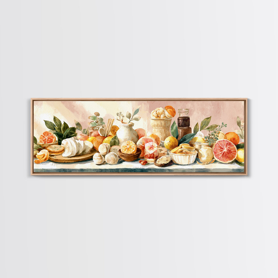 Cocktail and Citrus Bar Composition Framed Canvas Print, Restaurant Art, Large Wall Art, Restaurant Decor, Fine Art, Bistro, RES-3x1-51