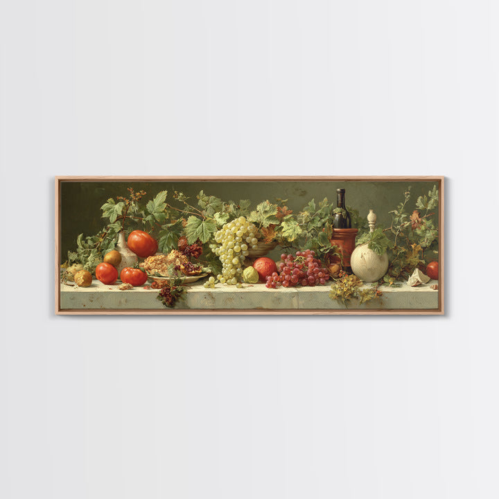 Wine Grapevine Botanical Study Framed Canvas Print, Restaurant Art, Wall Decor, Restaurant Decor, Oil Painting, Bistro, RES-3x1-55
