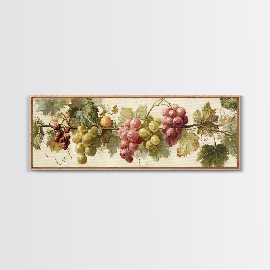 Wine Grapevine Botanical Study Framed Canvas Print, Restaurant Art, Statement Artwork, Restaurant Decor, Fine Art, Bistro, RES-3x1-7