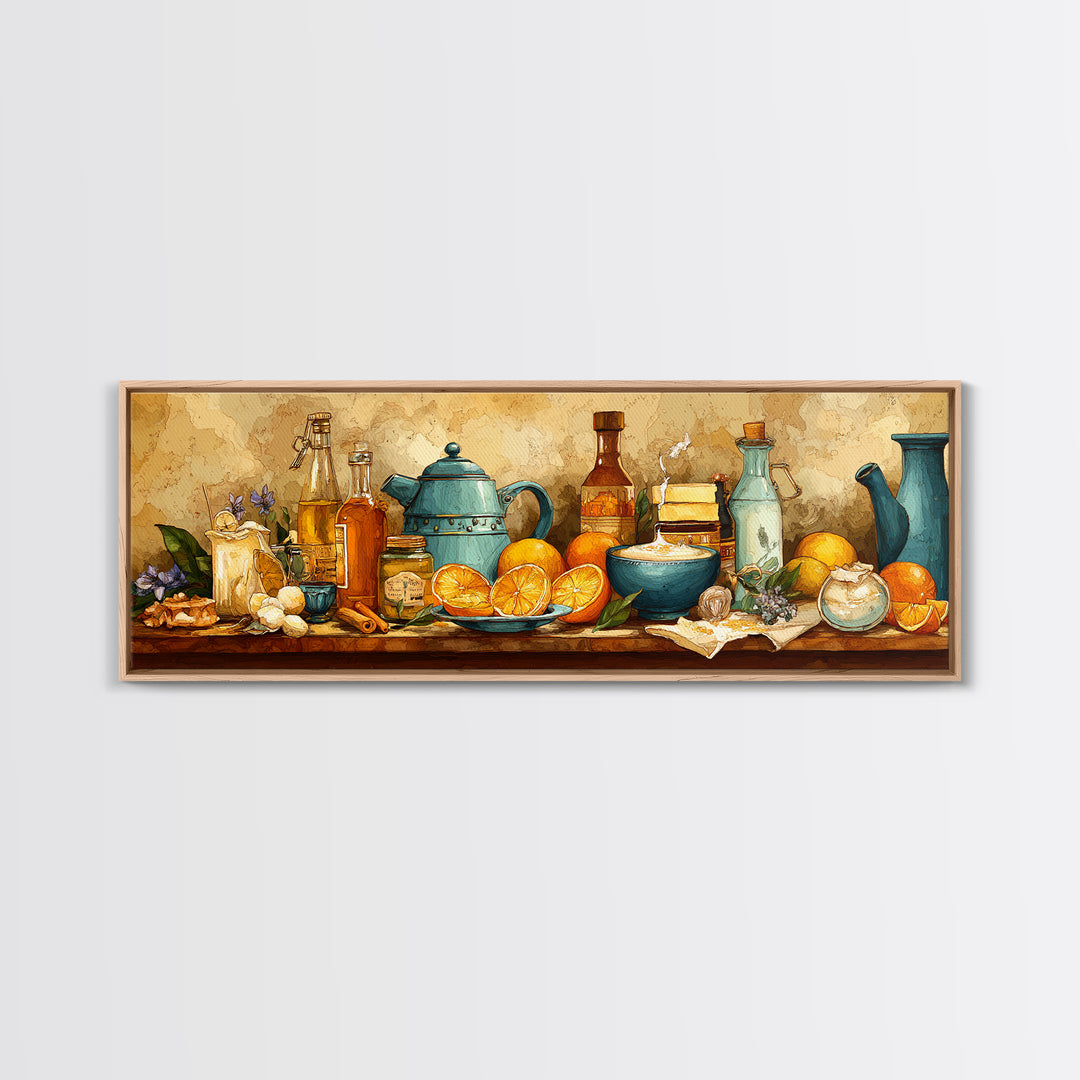 Cocktail and Citrus Bar Composition Canvas Print, Restaurant Art, Printable Art, Restaurant Decor, Bistro, Watercolor Art, RES-3x1-75