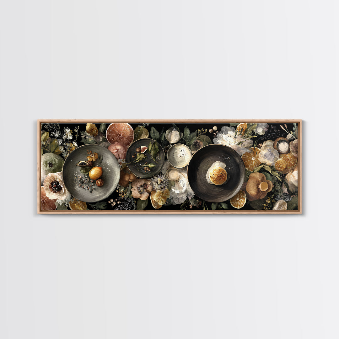 Blackboard Menu Feeling Without Readable Text Canvas Print, Restaurant Art, Food Art, Restaurant Decor, Oil Painting, Bistro, RES-3x1-85