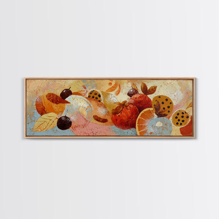 Abstract Appetite Friendly Red and Orange Shapes Framed Canvas Print, Restaurant Art, Kitchen Art, Restaurant Decor, Bistro, RES-3x1-9