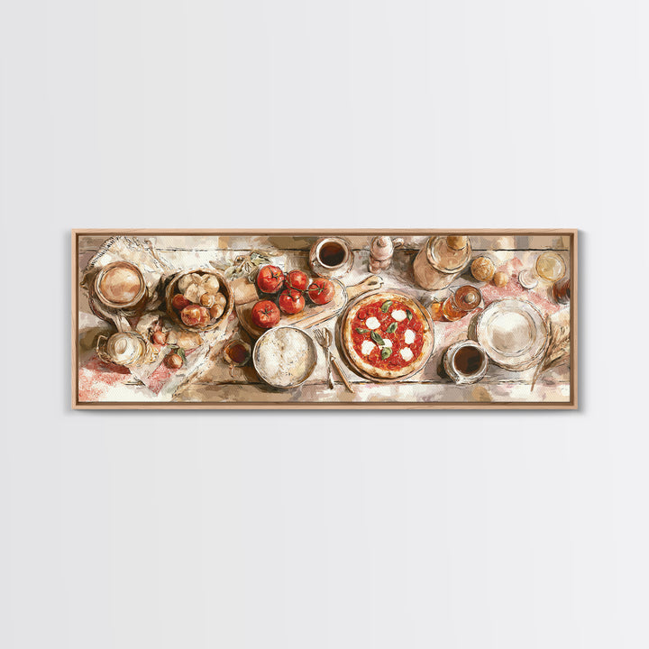 Pizzeria Tomato Basil and Mozzarella Still Life Canvas Print, Restaurant Art, Stained Glass Art, Restaurant Decor, Bistro, RES-3x1-98